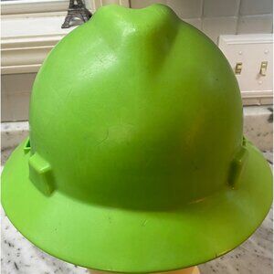 Full Brim MSA Mine Safety Protective Hard Hat Adjustable Lime Green Size Medium
